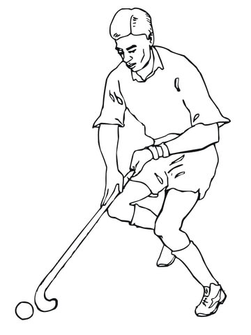 Playing Field Hockey Coloring Page